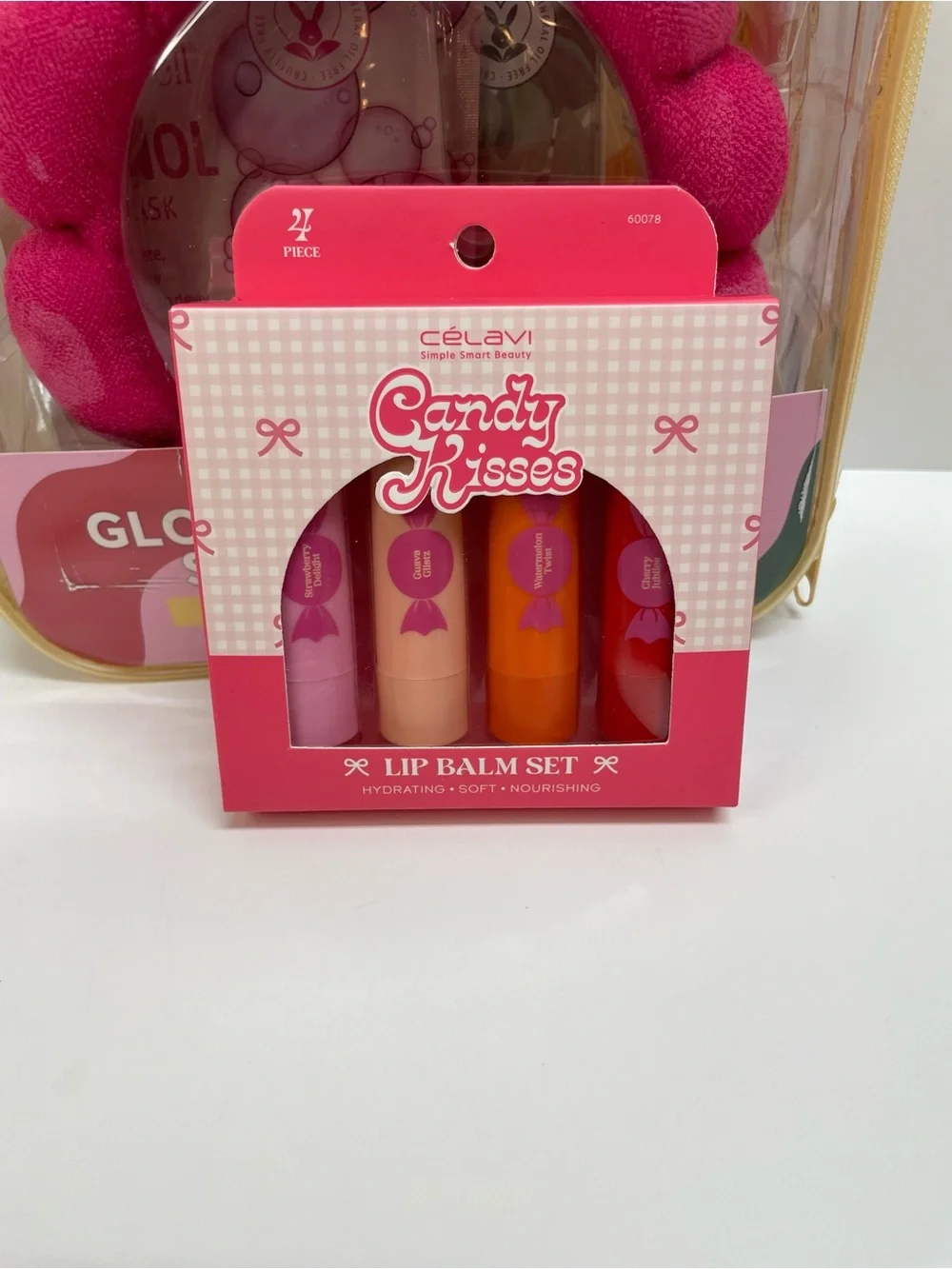 Glowing Hydration Sheet Mask Set - Retinol and Vitamin C. Celavi Lip Gloss Set